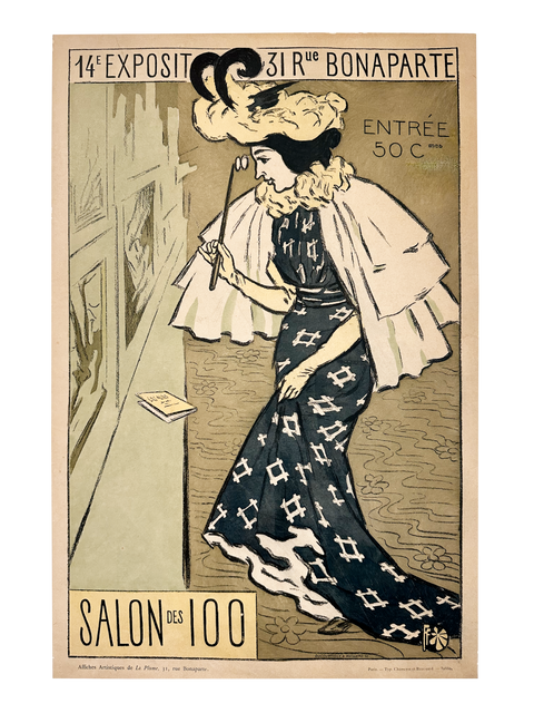 Affiche originale de la 14e exposition du Salon des Cent par Jean Louis Fernand 1895