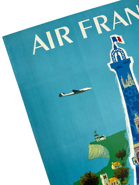 Original Air France Poster By Bernard Villemot "Tour Eiffel", 1952