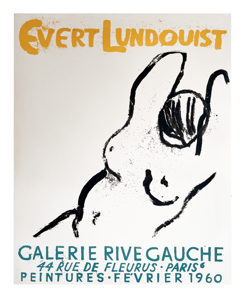 Affiche originale Evert Lundqvist - Expo 1960 - Galerie Rive Gauche