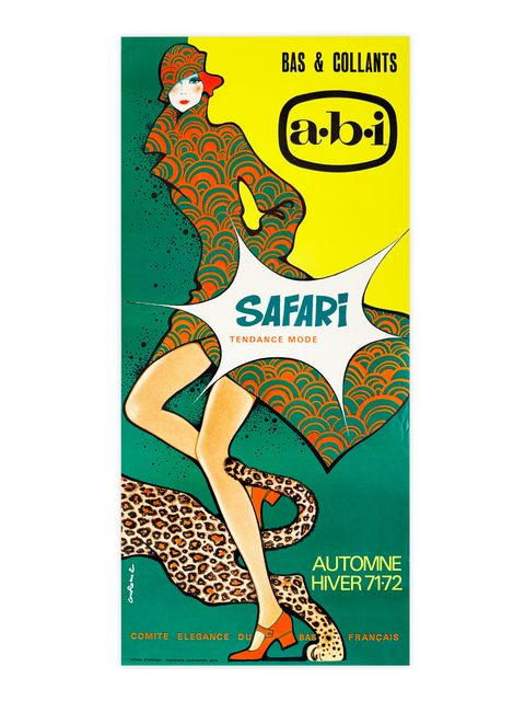 Affiche originale Les Bas ABI Safari par Couronne - 1971