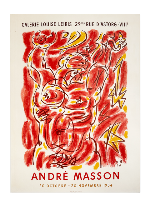 Original André Masson Poster Galerie Louise Leiris, 1954 - Mourlot