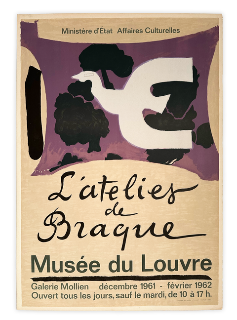 Original Braque Poster "L'Atelier de Braque" Musee du Louvre, 1961 - Mourlot