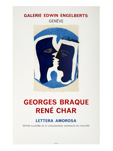 Original René Char by Georges Braque Poster "Lettera Amorosa", 1963 - Mourlot