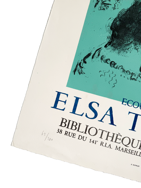 Original Marc Chagall Poster Elsa Triolet 1972 (Hand-signed and numbered 62/200) - Mourlot