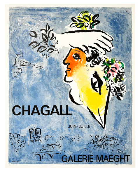 Affiche originale de Marc Chagall "Le ciel Bleu", 1960 - Mourlot