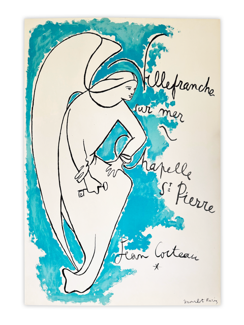 Affiche Lithographique Originale Jean Cocteau Villefranche sur Mer - Chapelle St. Pierre, 1957 - Mourlot
