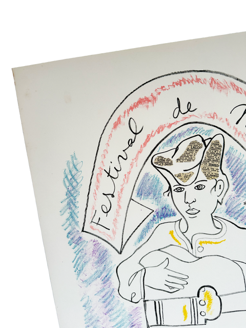 Original Poster Jean Cocteau "Festival Of Music - Menton", Mourlot - 1955 (Arch Paper)