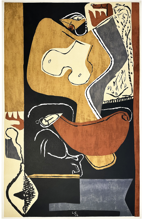 Lithographie originale Le Corbusier "Femme à la main levée", 1954 - Mourlot
