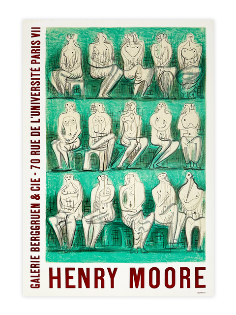 Original Henry Moore Poster Galerie Berggruen & CIE, 1957 - Mourlot