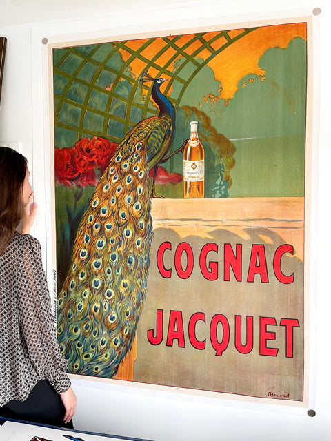 Affiche originale Cognac Jacquet Paon, 1910