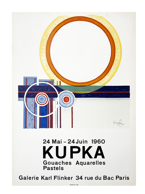 Affiche originale exposition Frantisek Kupka Galerie Karl Flinker Paris, 1960 - Mourlot
