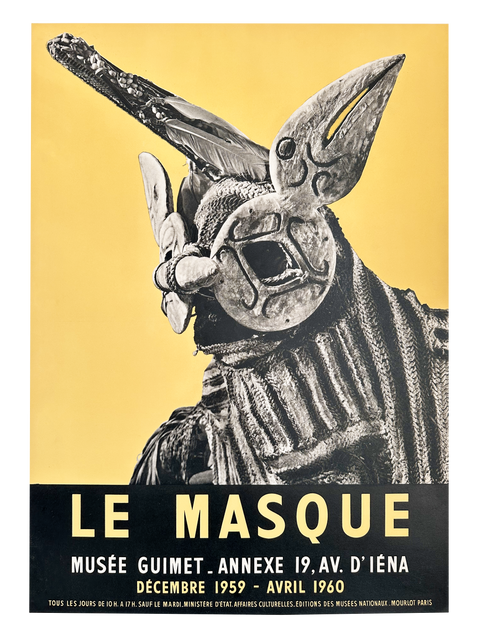 Affiche originale de l'exposition "Le Masque" - Musée Guimet 1960, Mourlot