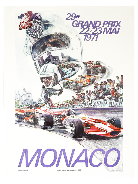 Affiche Originale Formule 1 Grand Prix Monaco 1971 (numérotée)