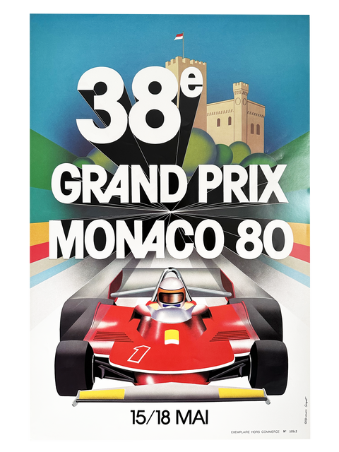 Affiche originale de Formule 1 - Grand Prix Monaco 1980 (numérotée)