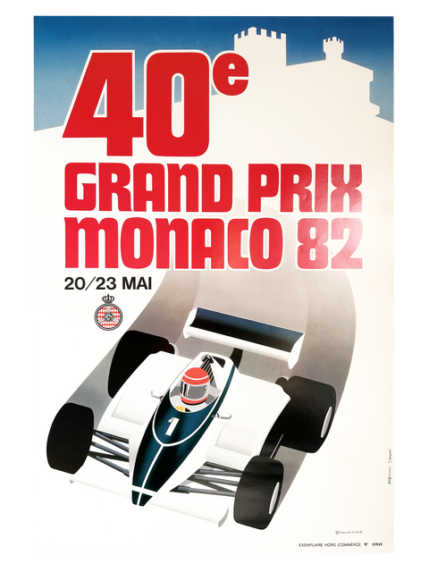 Affiche originale Formule 1 - Grand Prix Monaco 1982 (numérotée)
