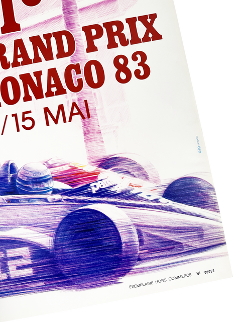 Affiche originale Formule 1 - Grand Prix Monaco 1983 (numérotée)