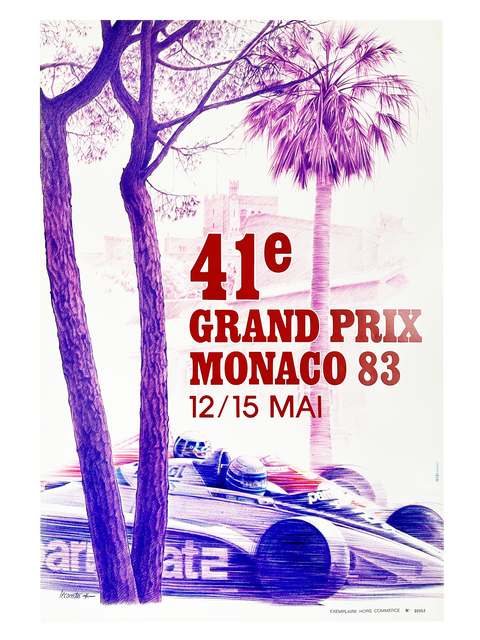 Affiche originale Formule 1 - Grand Prix Monaco 1983 (numérotée)