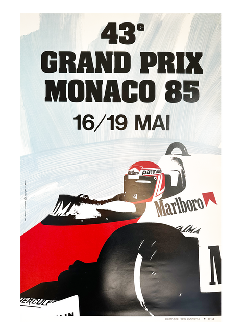 Affiche Originale Formule 1 - Grand Prix Monaco 1985 (numérotée)