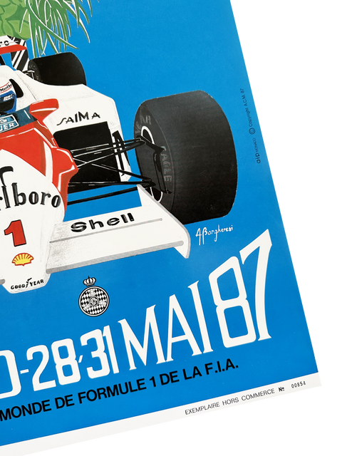 Affiche originale Formule 1 - Grand Prix Monaco 1987 (numérotée)