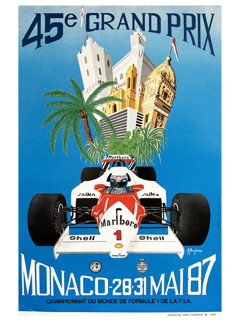 Affiche originale Formule 1 - Grand Prix Monaco 1987 (numérotée)