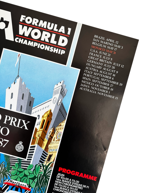 Affiche Originale Formule 1 - Grand Prix Monaco 1987