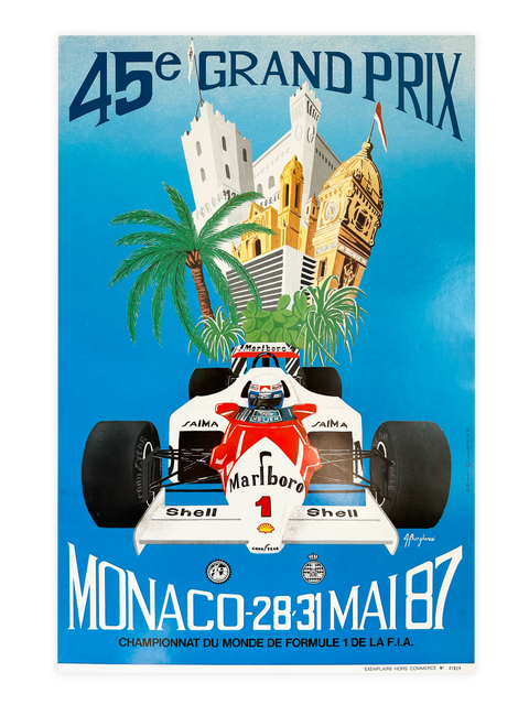 Affiche originale Formule 1 - Grand Prix Monaco 1987 (numérotée 01829)