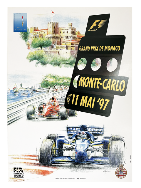 Affiche originale Formule 1 Grand Prix Monaco 1997 (numérotée)