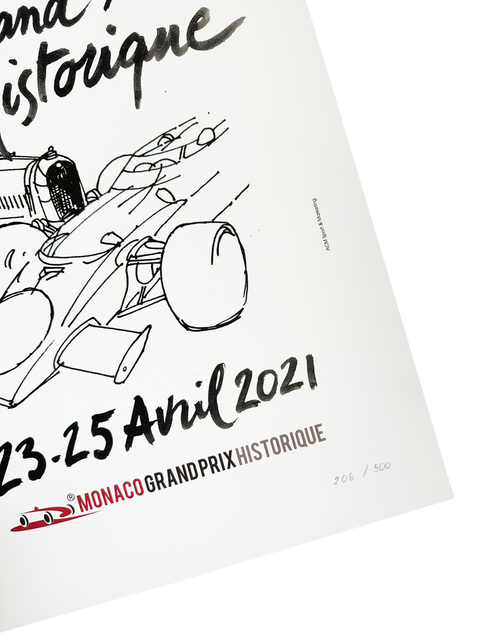 Affiche lithographique originale Grand Prix Historique de Monaco 2021, numérotée 206/500 (VIP)