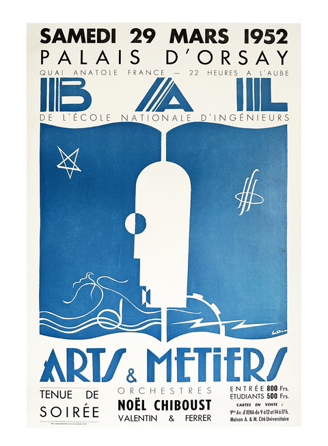 Affiche originale Palais D'Orsay BAL, Paris 1952