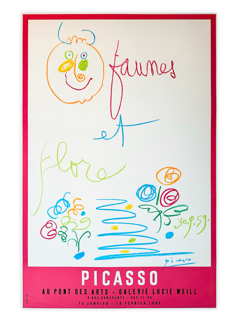 Original Picasso Poster Faunes et Flore Galerie Lucie Weill, Paris - 1960