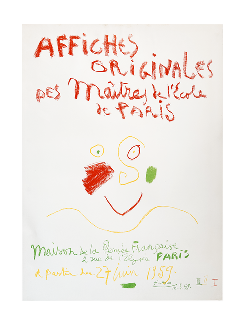 Affiche originale de Pablo Picasso "Affiches Originales des Maîtres de L'École de Paris" - Maison de la Pensée Française, 1959 - Mourlot (papier Arche)