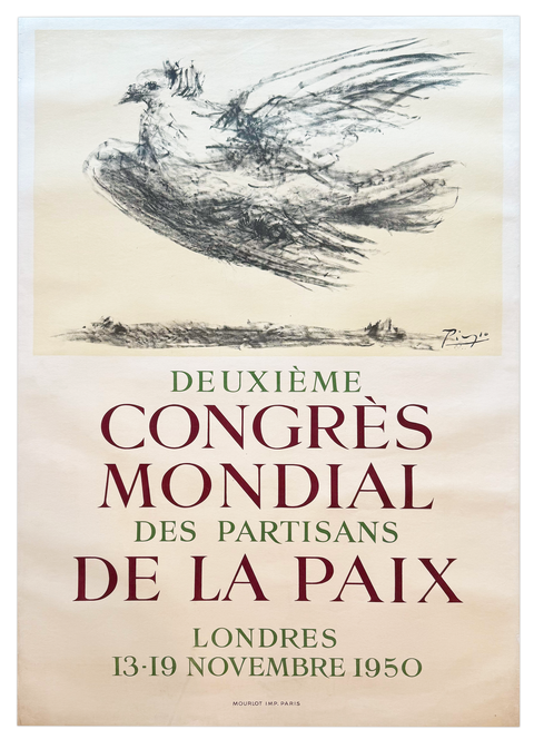 Original Picasso Poster Deuxieme Congres National De La Paix 1950 - Mourlot