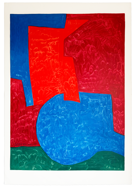Original Serge Poliakoff Composition in Red, Blue and Green - 1975
