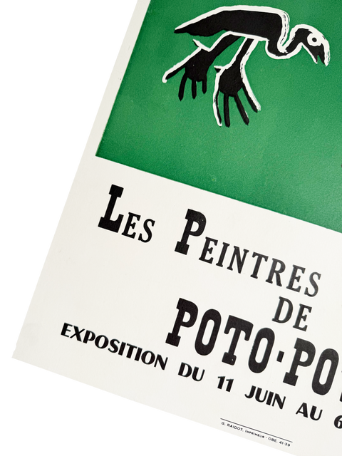 Affiche Originale Les Peintres Africains Poto-Poto, Galerie Palmes - 1952