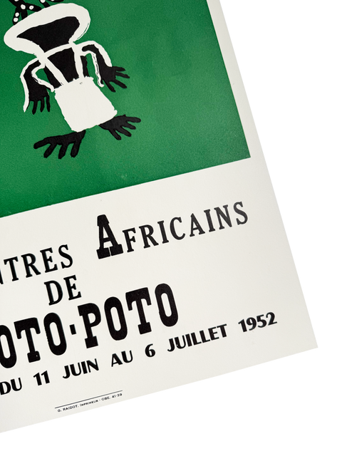 Affiche Originale Les Peintres Africains Poto-Poto, Galerie Palmes - 1952