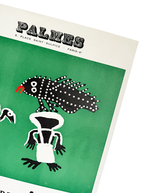 Affiche Originale Les Peintres Africains Poto-Poto, Galerie Palmes - 1952