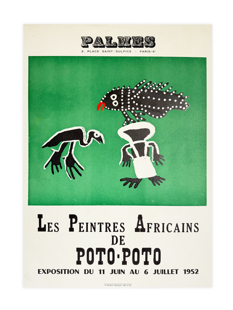 Affiche Originale Les Peintres Africains Poto-Poto, Galerie Palmes - 1952