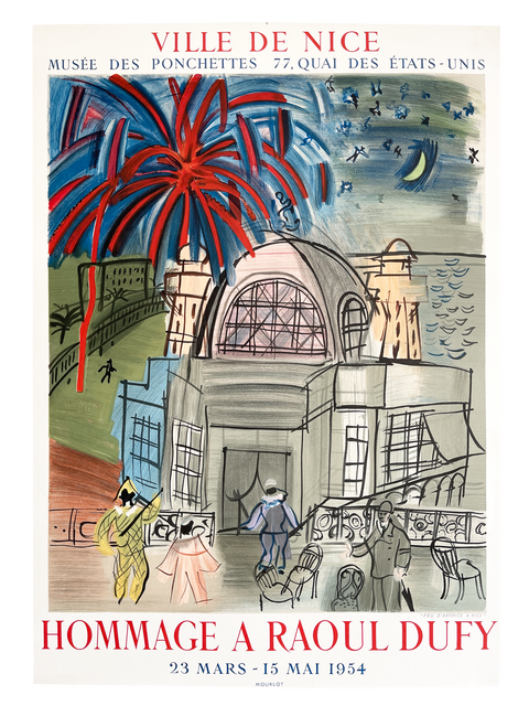 Orginal Raoul Dufy Poster "Hommage Ville De Nice Feu D'Artifice, 1954 - Mourlot