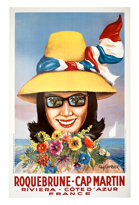 Affiche originale Guy Cambier Roquebrune-Cap Martin, 1955