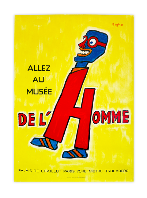 Affiche originale Savignac Musée de l'Homme, Palais de Chaillot Paris - 1981