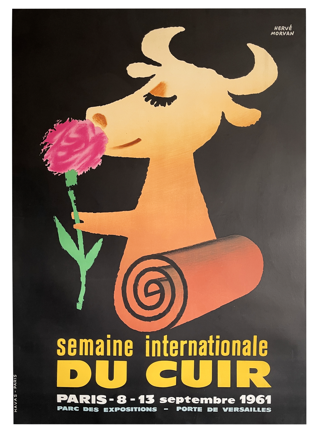 Original Herve Morvan Poster Semaine Internationale Du Cuir, 1961