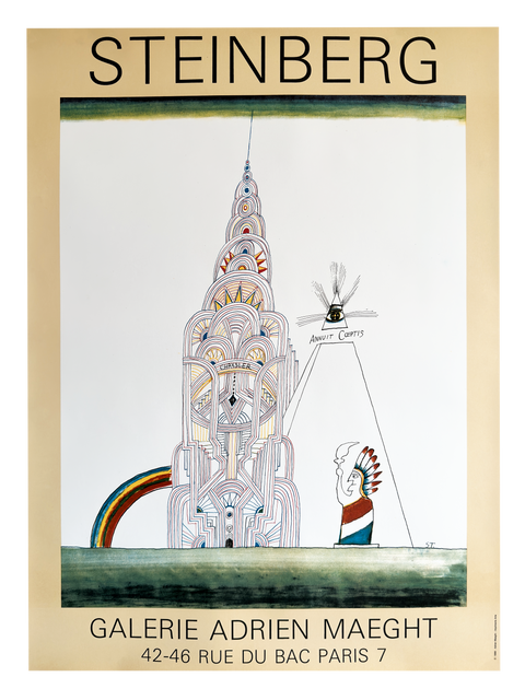 Affiche originale Saul Steinberg Chrysler Building 1988