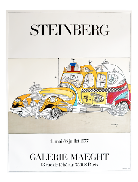 Affiche originale de l'exposition Saul Steinberg Taxi 1977
