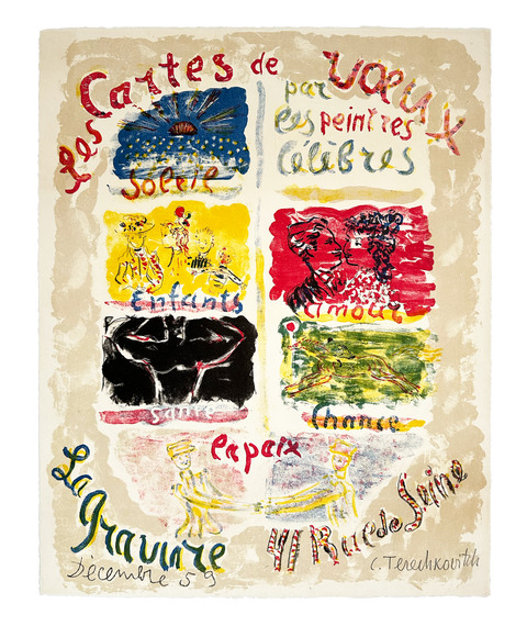 Affiche originale de Terechkovitch "Les Cartes De Voeux" 1959 (Signée à la main) - Papier d'art