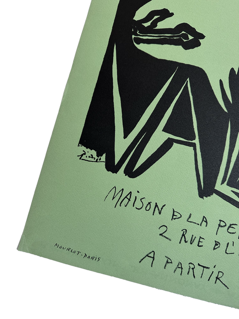 Affiche originale de Picasso Vallauris (verte), 1952 - Mourlot