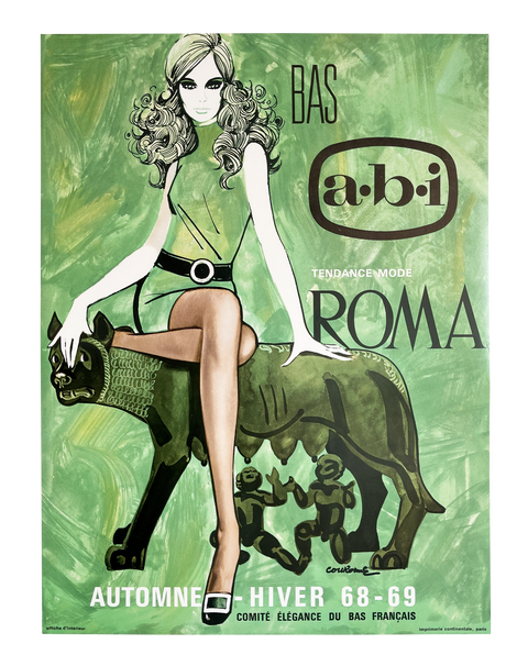 Affiche originale Les Bas ABI Roma par Couronne - 1968