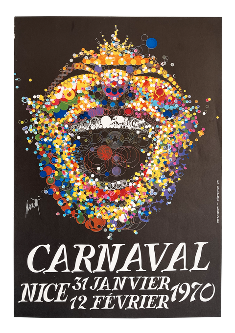 Affiche Originale Moretti "Carnaval Nice - 1970"