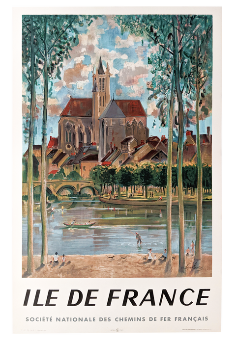 Affiche Originale Chemin De Fer Île De France Créée En 1958, Paris