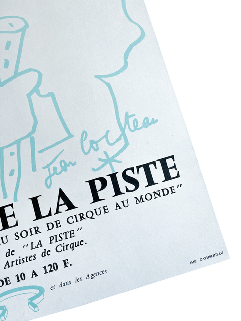 Affiche lithographique originale de Jean Cocteau "IXe Gala De La Piste", 1965