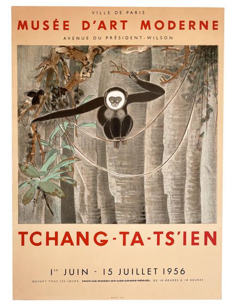 Affiche lithographique originale de Tchang Ta Ts'in (Zhang Daqian) Mourlot - 1956